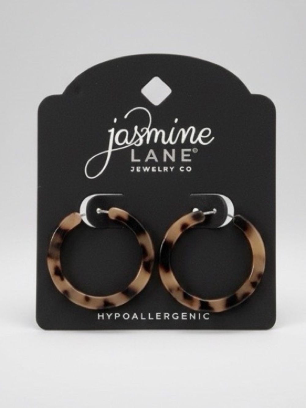 Jasmine Lane Brown Tortoiseshell Hoop Earrings Hypoallergenic NWT
